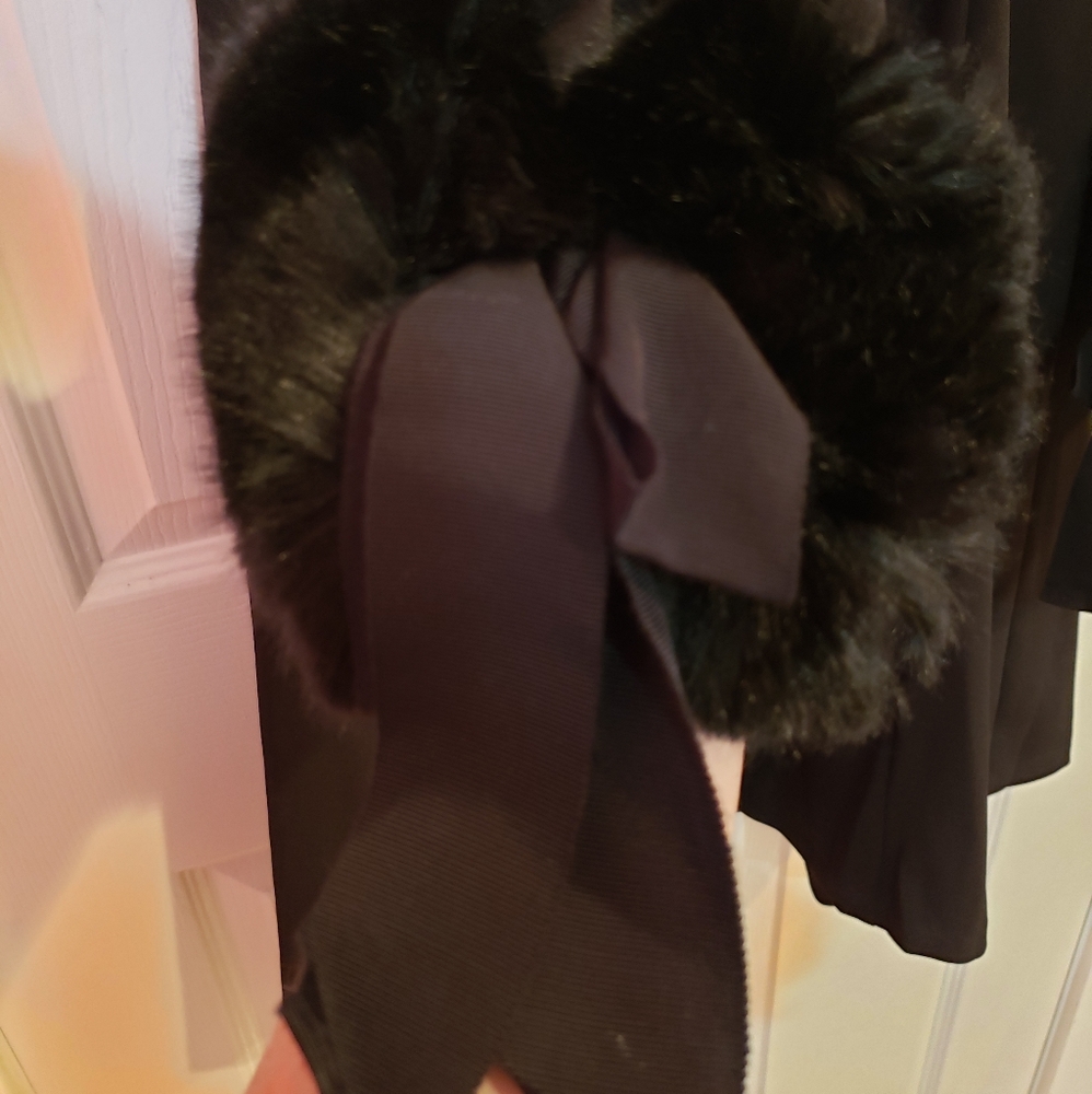 Calvin Klein Faux Fur Black Dress - Picture 6 of 7